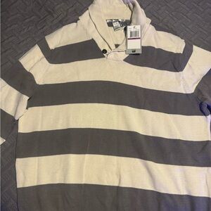 George Men's Gray and White Striped Hoodie